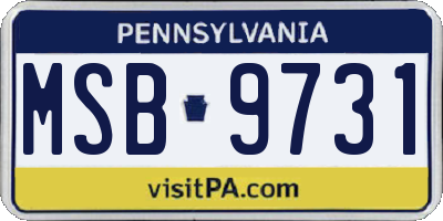PA license plate MSB9731
