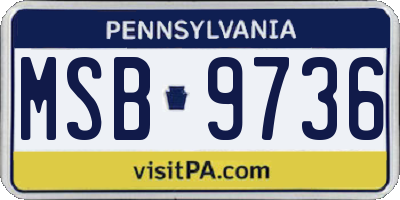 PA license plate MSB9736
