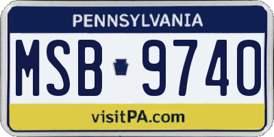 PA license plate MSB9740
