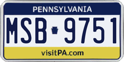 PA license plate MSB9751
