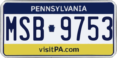 PA license plate MSB9753