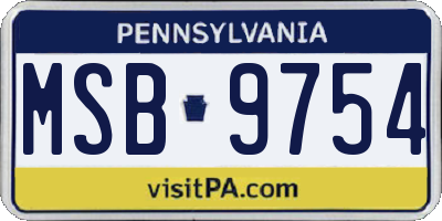 PA license plate MSB9754
