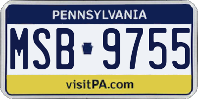 PA license plate MSB9755