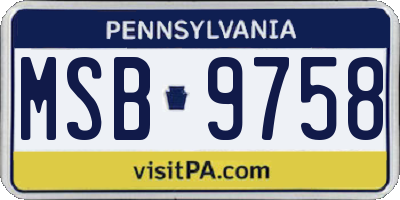 PA license plate MSB9758