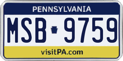 PA license plate MSB9759