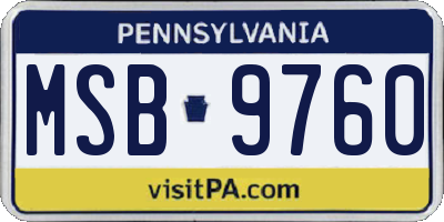 PA license plate MSB9760