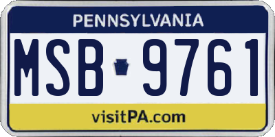 PA license plate MSB9761