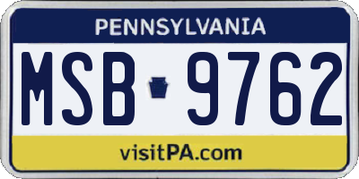 PA license plate MSB9762