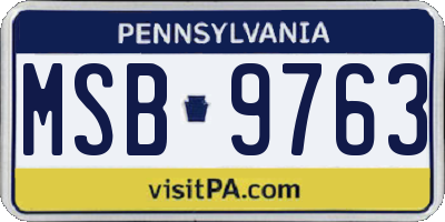 PA license plate MSB9763
