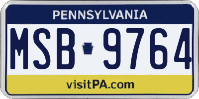 PA license plate MSB9764