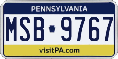 PA license plate MSB9767