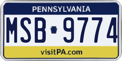 PA license plate MSB9774