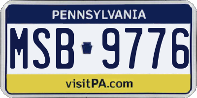 PA license plate MSB9776