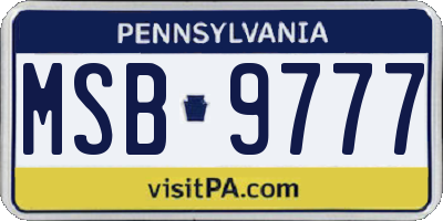 PA license plate MSB9777