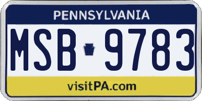 PA license plate MSB9783