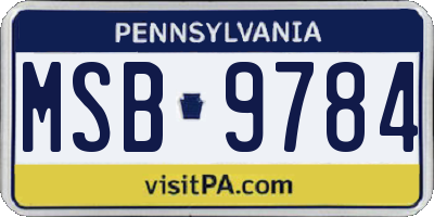 PA license plate MSB9784