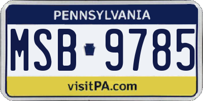 PA license plate MSB9785