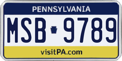 PA license plate MSB9789