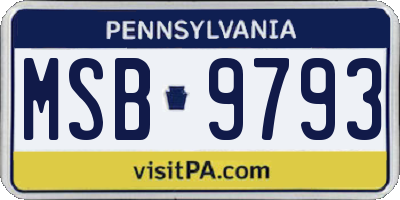 PA license plate MSB9793