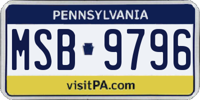PA license plate MSB9796