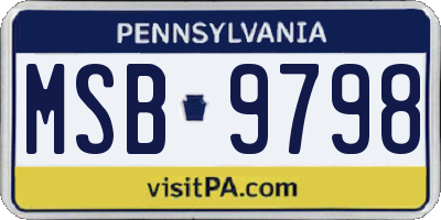PA license plate MSB9798