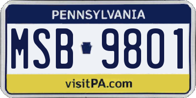 PA license plate MSB9801