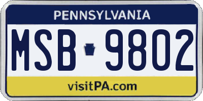 PA license plate MSB9802