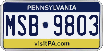 PA license plate MSB9803