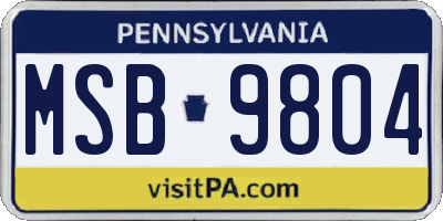 PA license plate MSB9804
