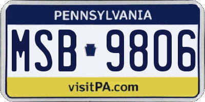 PA license plate MSB9806