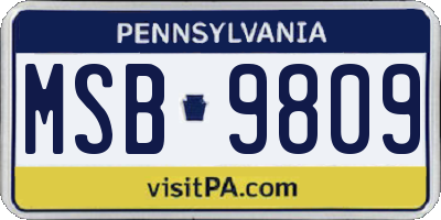 PA license plate MSB9809