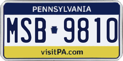 PA license plate MSB9810