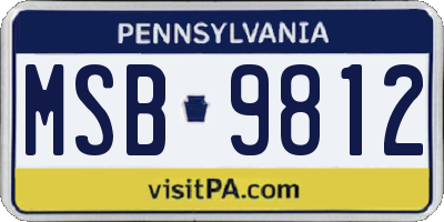 PA license plate MSB9812