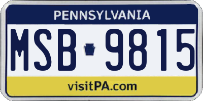 PA license plate MSB9815