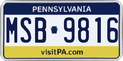 PA license plate MSB9816