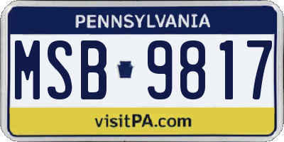 PA license plate MSB9817