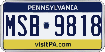 PA license plate MSB9818