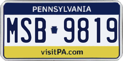 PA license plate MSB9819
