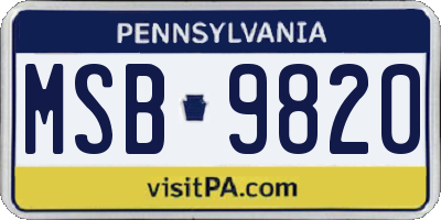 PA license plate MSB9820