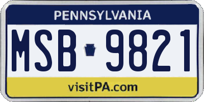 PA license plate MSB9821