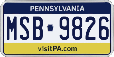 PA license plate MSB9826