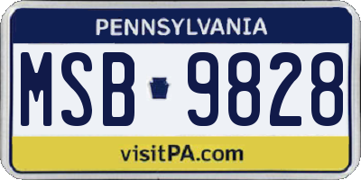 PA license plate MSB9828