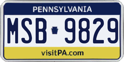 PA license plate MSB9829