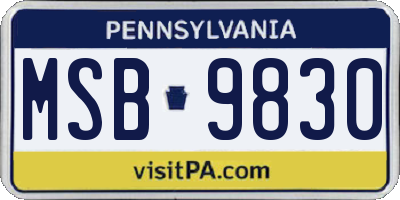 PA license plate MSB9830