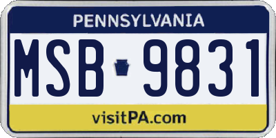 PA license plate MSB9831