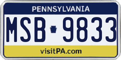 PA license plate MSB9833