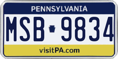 PA license plate MSB9834