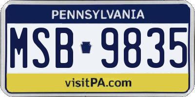 PA license plate MSB9835