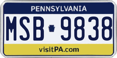 PA license plate MSB9838