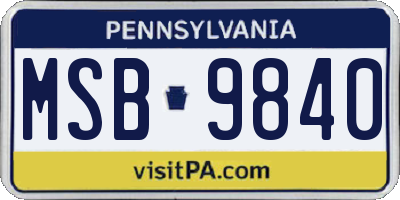 PA license plate MSB9840